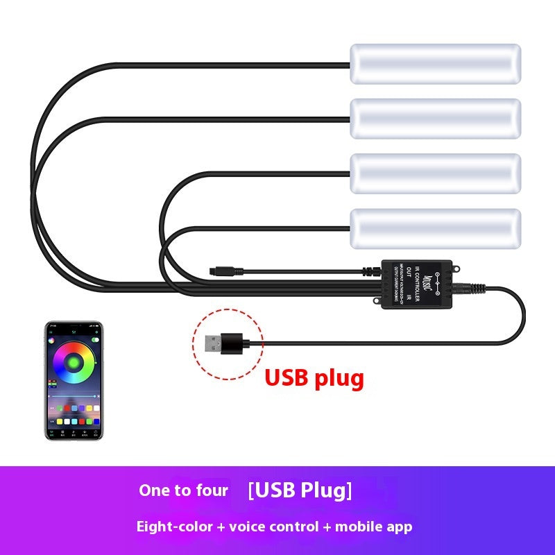 Car Atmosphere Light Car Interior No Modification Eight-color Atmosphere Light Car Foot Light