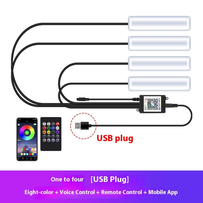 Car Atmosphere Light Car Interior No Modification Eight-color Atmosphere Light Car Foot Light